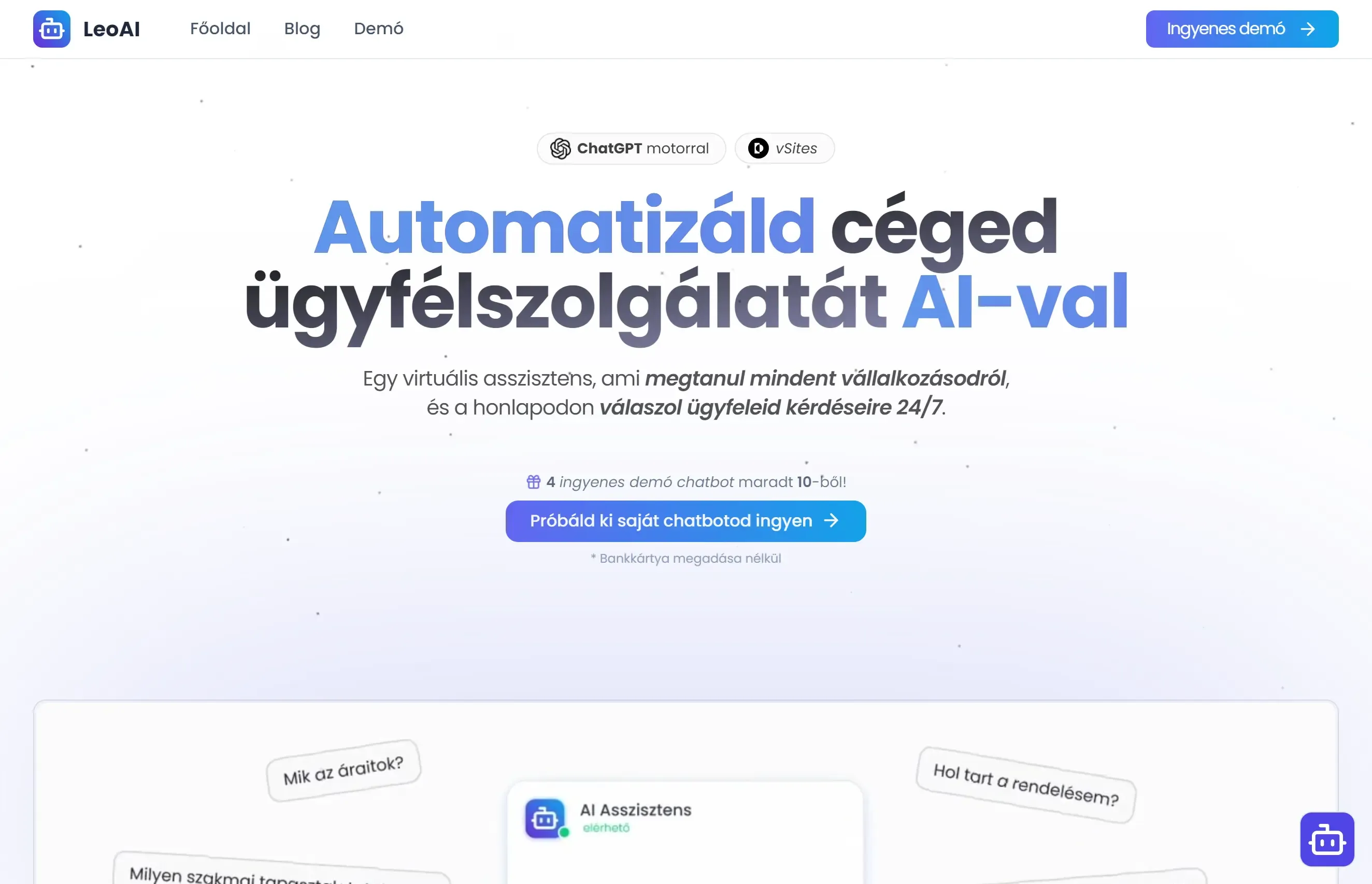 LeoAI.hu Landing page